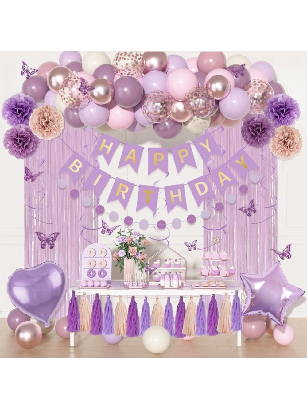 Dusty Purple Lavender Birthday Party Decor for Women & Girls - Elegant